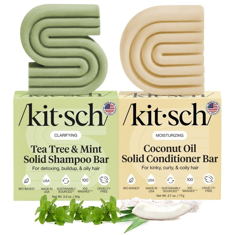 Kitsch front packaging showing shampoo and conditioner bars for eco-friendly travel