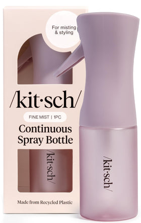 Kitsch front view of sheer violet continuous spray bottle showing slim profile and cap