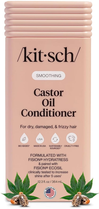 Kitsch front bottle showing label and smoothing castor oil benefit