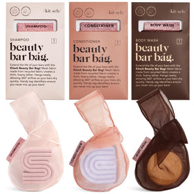 Kitsch front packaging showing three soap saver pouches and color variety for organized travel