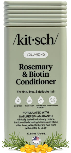 Kitsch front packaging showing volumizing rosemary biotin bottle and benefits