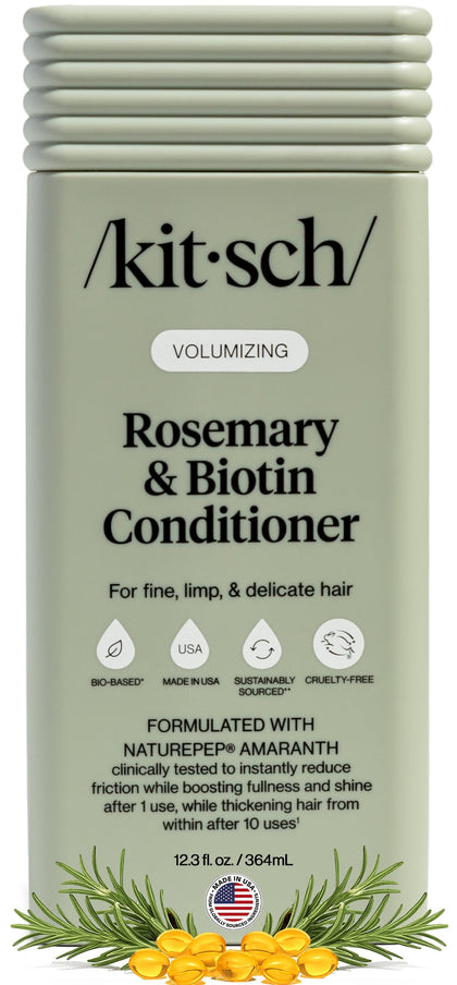 Kitsch front packaging showing volumizing rosemary biotin bottle and benefits
