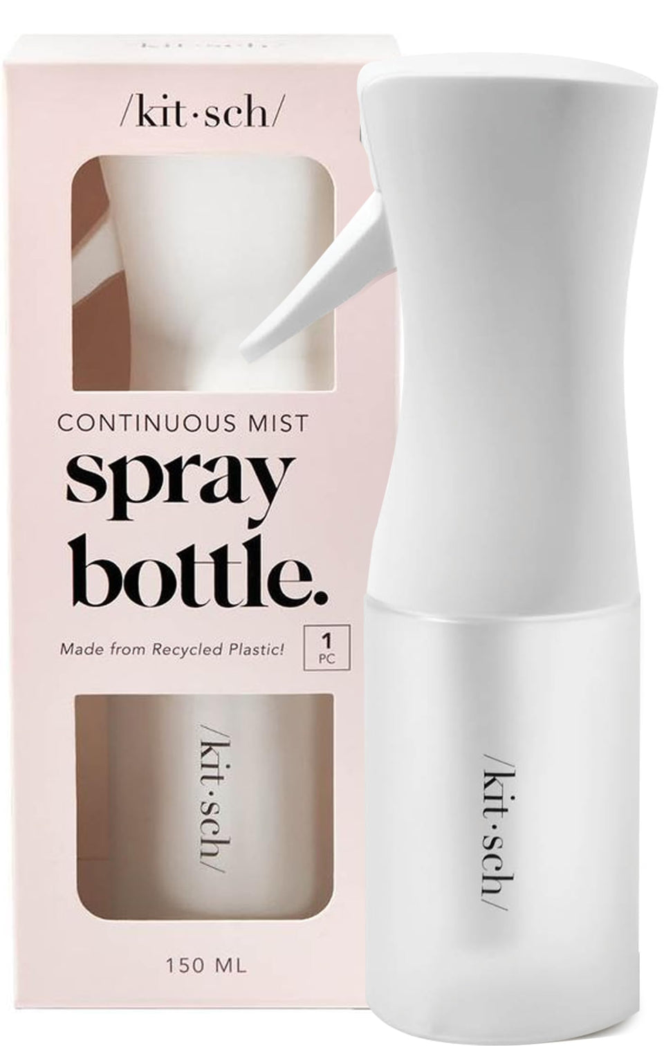 Kitsch front view of white 150ml bottle showing compact design and travel readiness