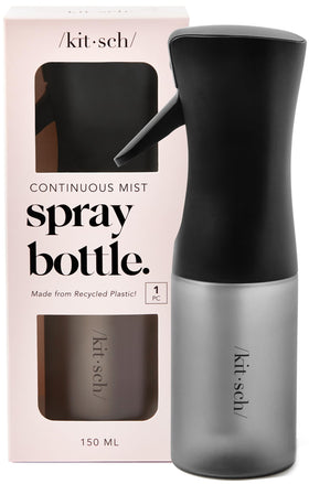 Kitsch front view of black 150ml spray bottle showing sleek design and travel benefit