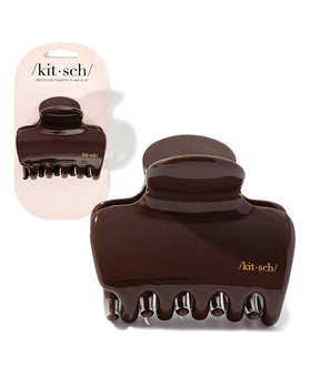 Kitsch front view of chocolate puffy claw clip showing silhouette and style benefit