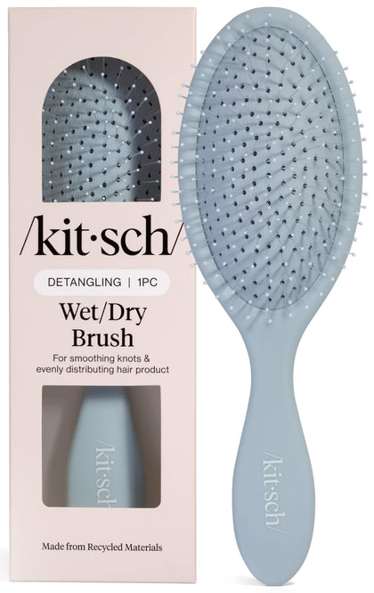 Kitsch front view of haze blue brush, easy detangling with gentle glide