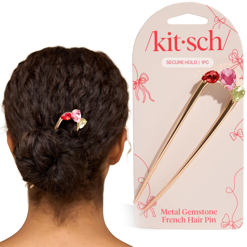 Kitsch gold French hair pin front view highlighting sleek shape and polished finish