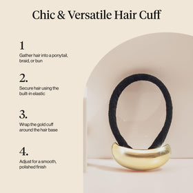 Kitsch gold hair cuff close-up of metal finish showing durable polished surface