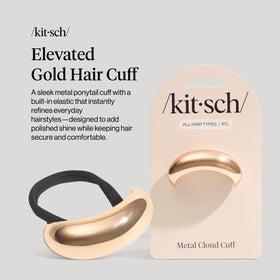 Kitsch gold hair cuff close-up of metal texture and smooth edge
