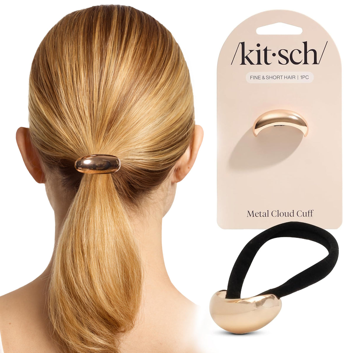 Kitsch gold hair cuff front view showing polished finish and instant styling benefit