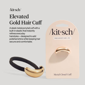 Kitsch gold hair cuff side profile highlighting slim design for comfortable wear