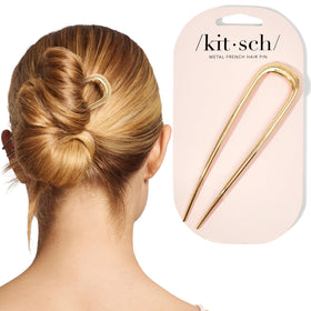 Kitsch gold hair pin front view showing sleek finish and refined look