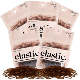 Kitsch front packaging showing 500 brown no-snag elastics, durable bulk supply