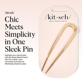 Kitsch hair pin close-up showing smooth metal texture and snag-free benefit