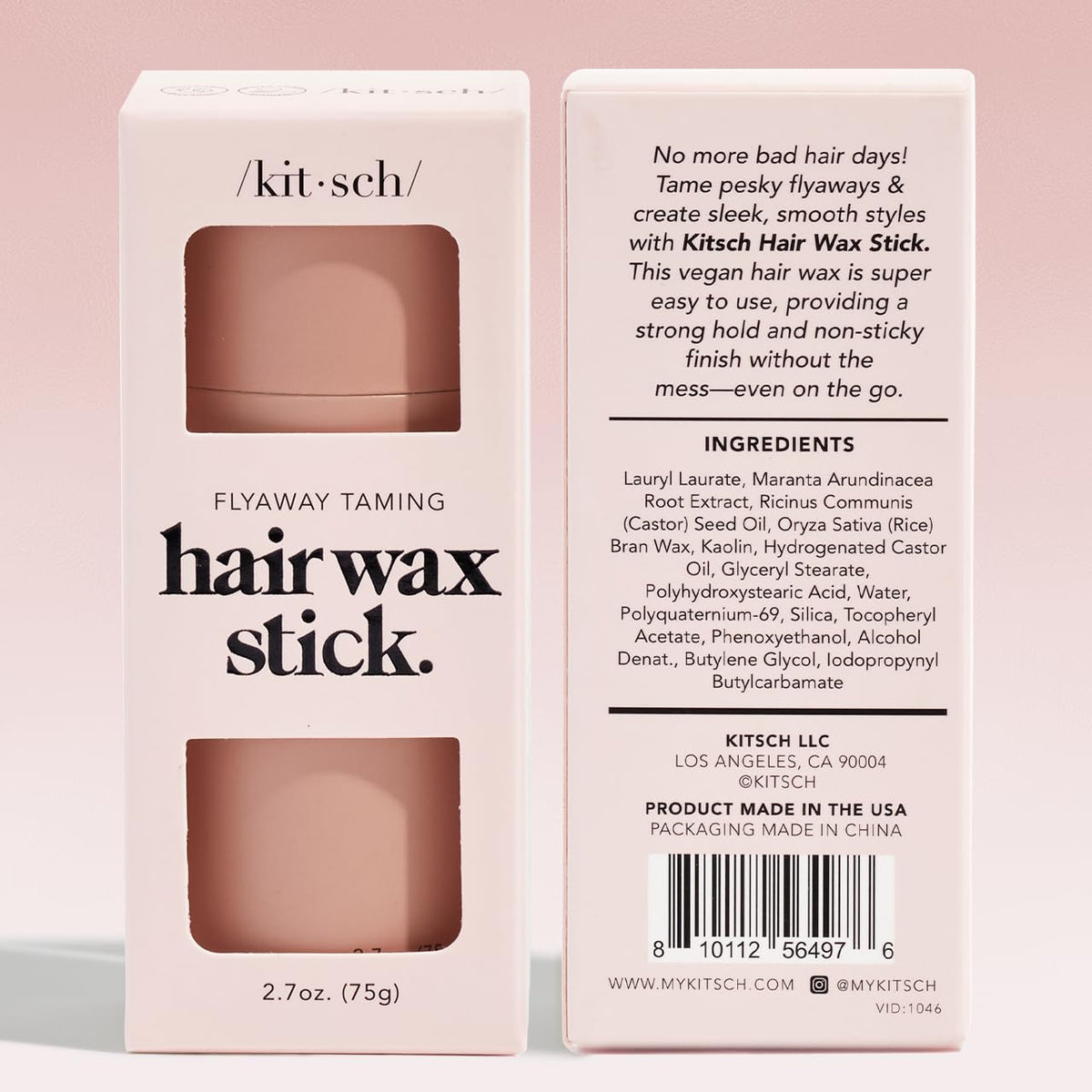 Kitsch product label showing vegan, cruelty-free ingredient info