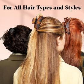 Kitsch clip securing a half-up on thick hair for comfortable control
