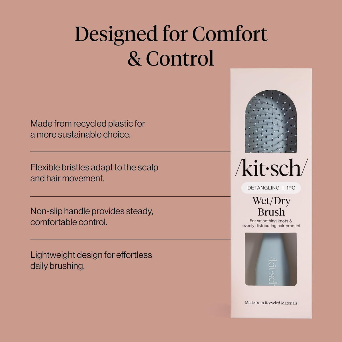 Kitsch textured non-slip handle in hand, comfortable control during styling