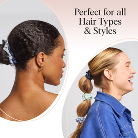 Kitsch scrunchie in use tying a ponytail for secure, no-pull hold