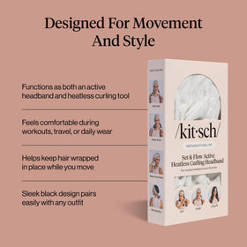 Kitsch headband worn during workout for secure heatless styling