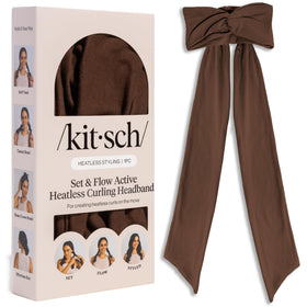 Kitsch headband front view showing chocolate brown color and comfortable fit