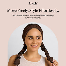 Kitsch headband worn at gym showing active-friendly heatless styling