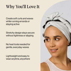 Kitsch headband on mannequin showing gentle curl results