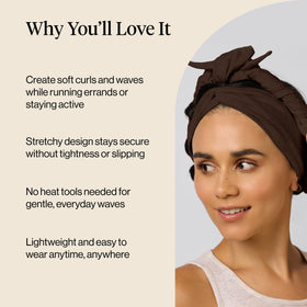 Kitsch headband wrapped around hair demonstrating how to create heatless curls
