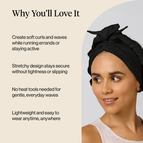 kitsch headband wrapped hair side view demonstrating secure hold and even wave formation