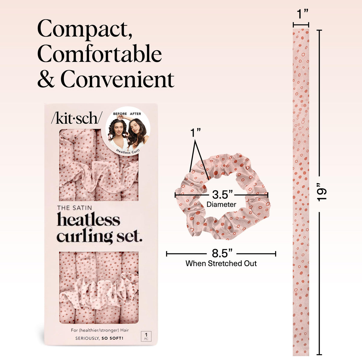 Kitsch curler in use wrapping a strand to show easy heatless styling method