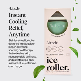 Kitsch stainless steel roller head close-up highlighting smooth chilled surface benefit