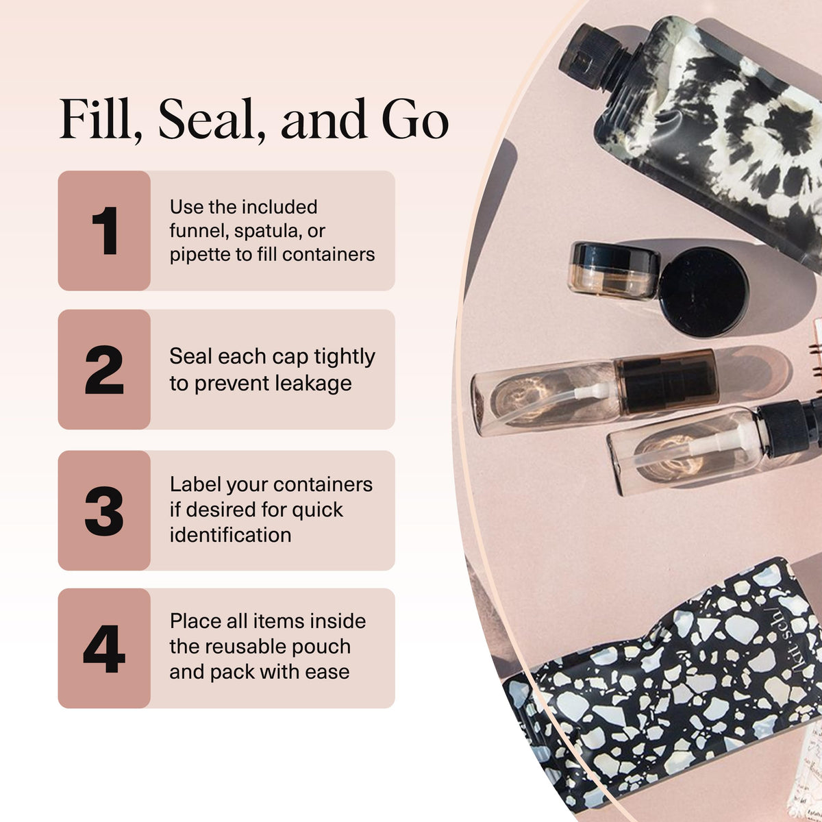 Kitsch kit packed inside a carry-on bag to show space-saving organization benefit