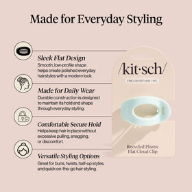 Kitsch in hair half-up style demonstrating secure, sleek everyday look