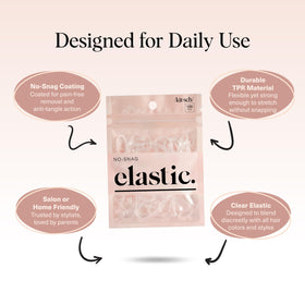 Kitsch elastic in a ponytail on hair showing secure gentle hold