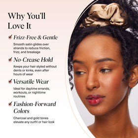 Kitsch scrunchie securing a ponytail, gentle hold without creases