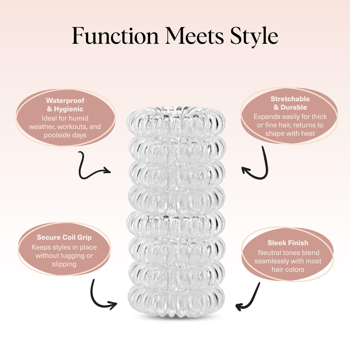 Kitsch used as a ponytail holder showing secure hold and minimal tension on hair