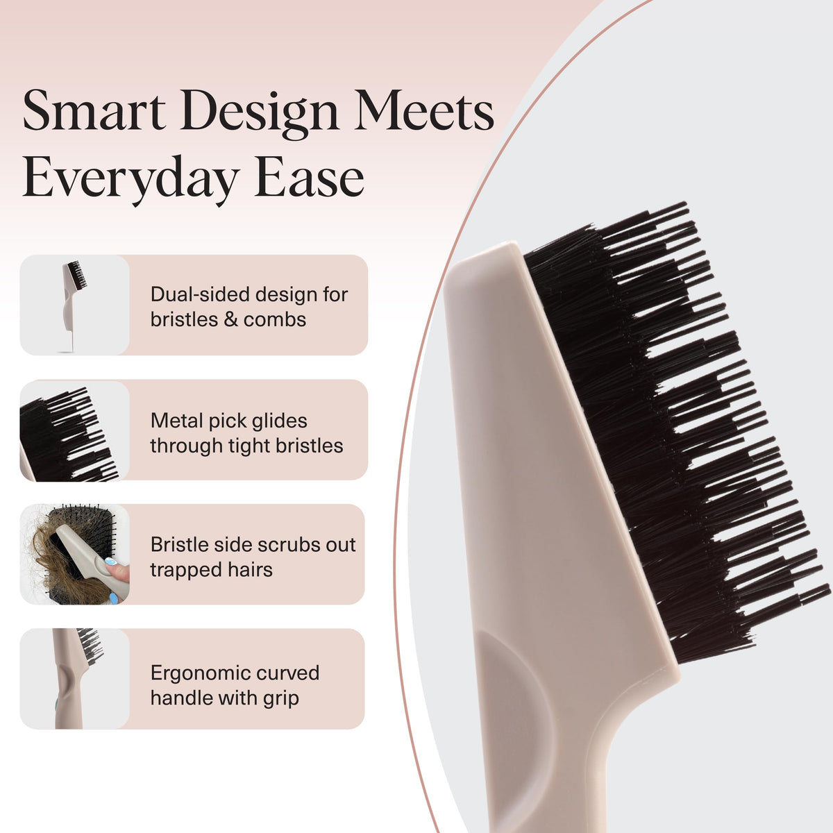 Kitsch cleaner held in hand to show size and ergonomic finger grip benefit