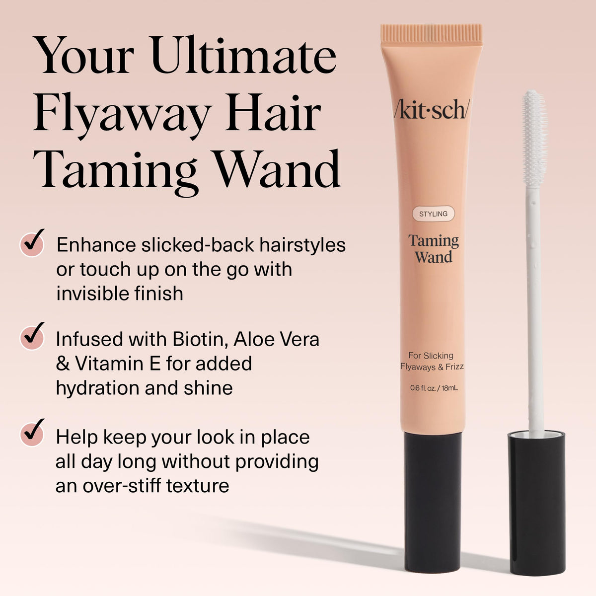 Kitsch wand in hand for travel-size comparison and on-the-go convenience