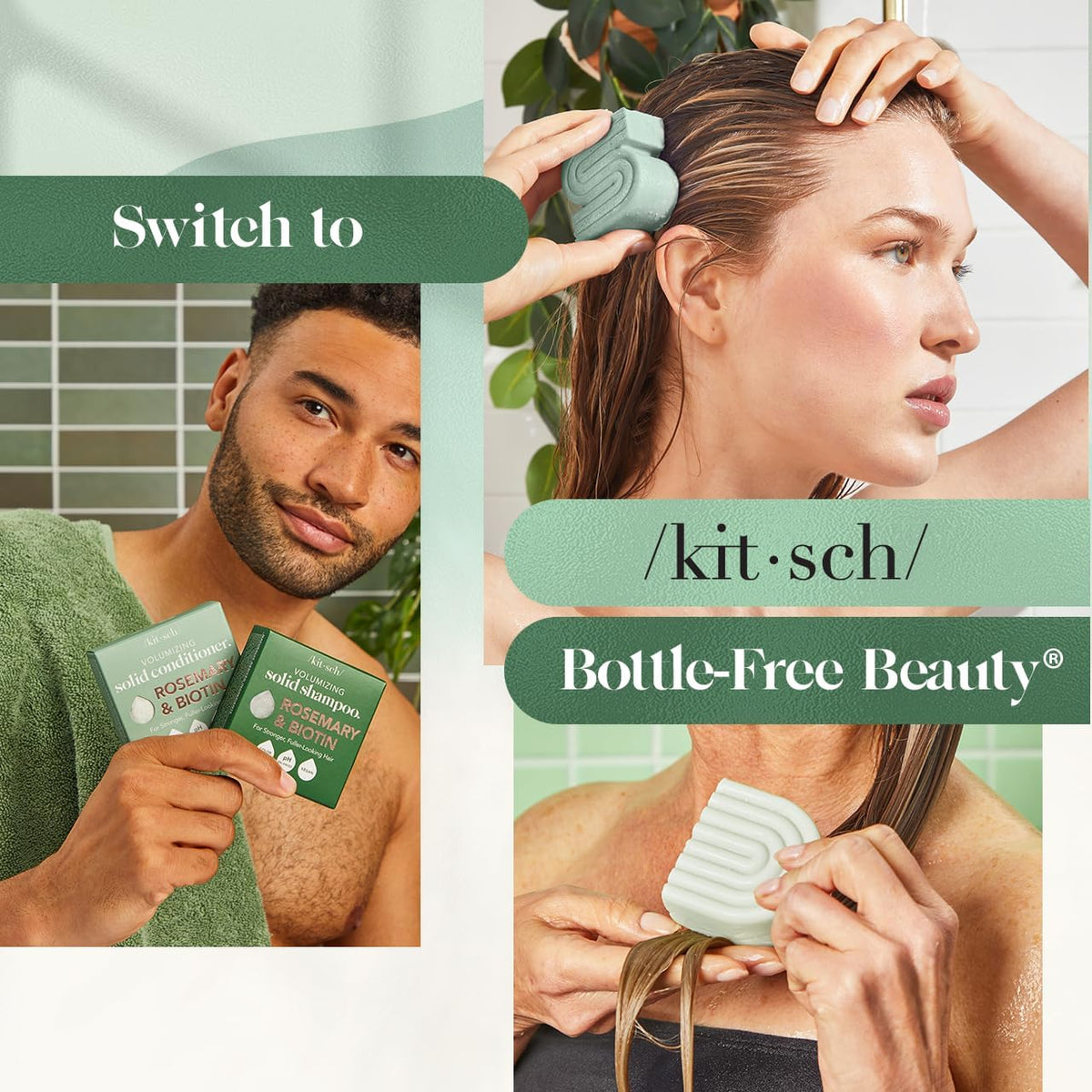 Kitsch bars being lathered in shower for effective cleaning