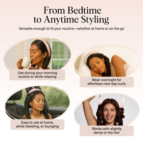 Kitsch in-use overnight in bedroom setting, comfortable sleep styling and frizz control