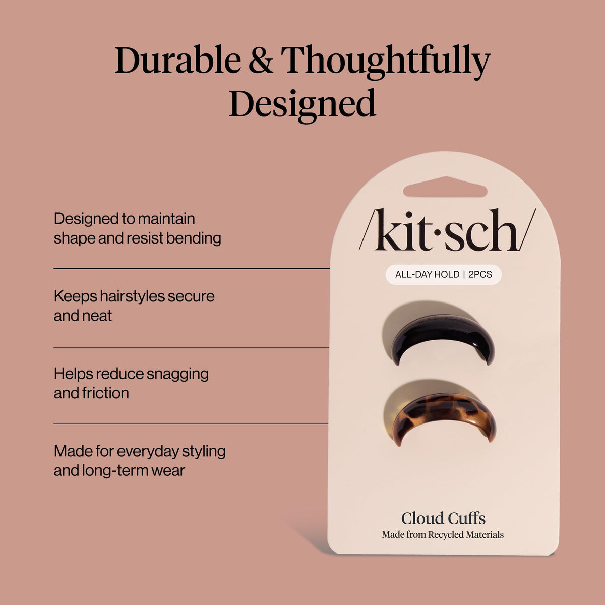 Kitsch cuff on a ponytail demonstrating tidy finish and comfortable wear