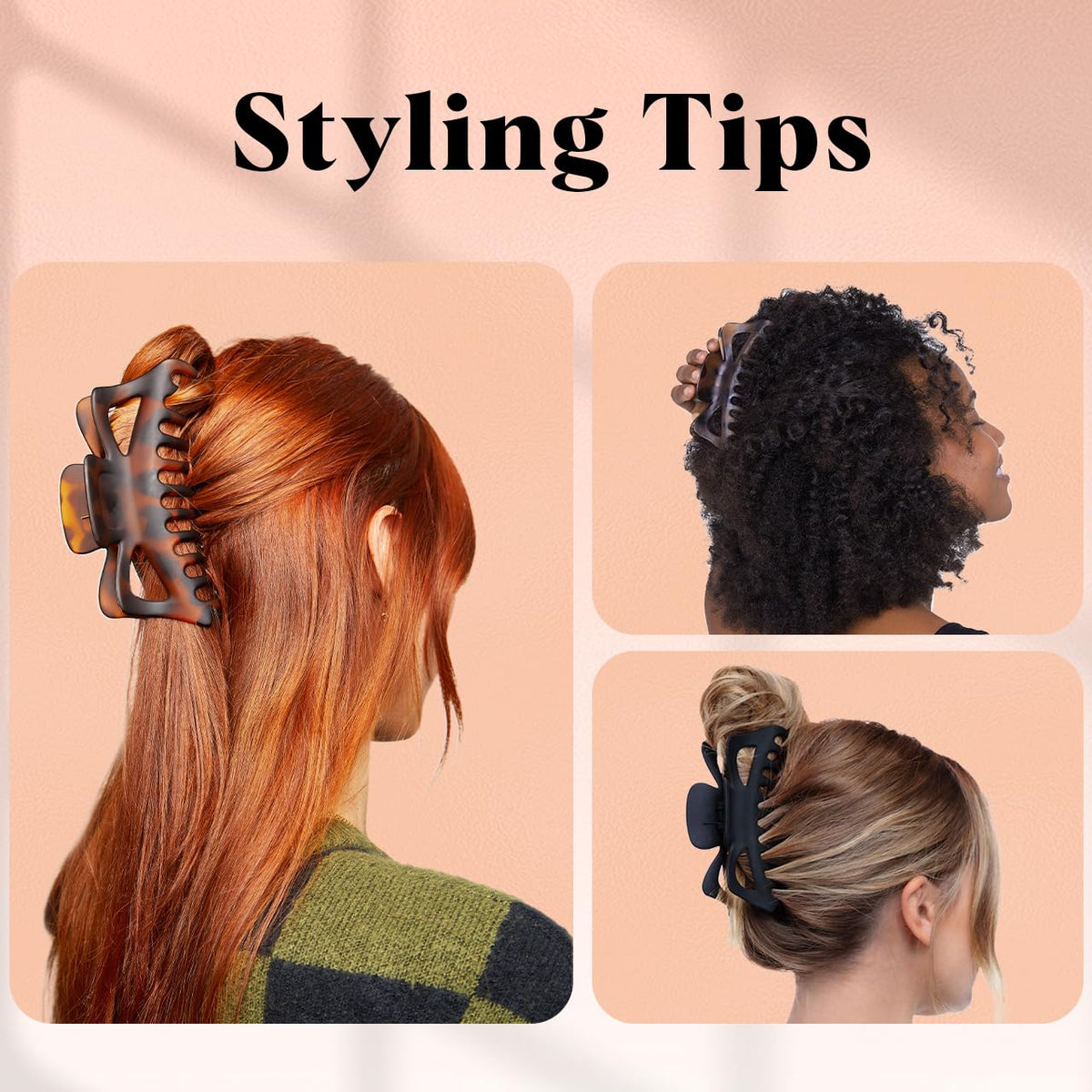 Kitsch clip holding a full updo on long hair for strong all-day hold