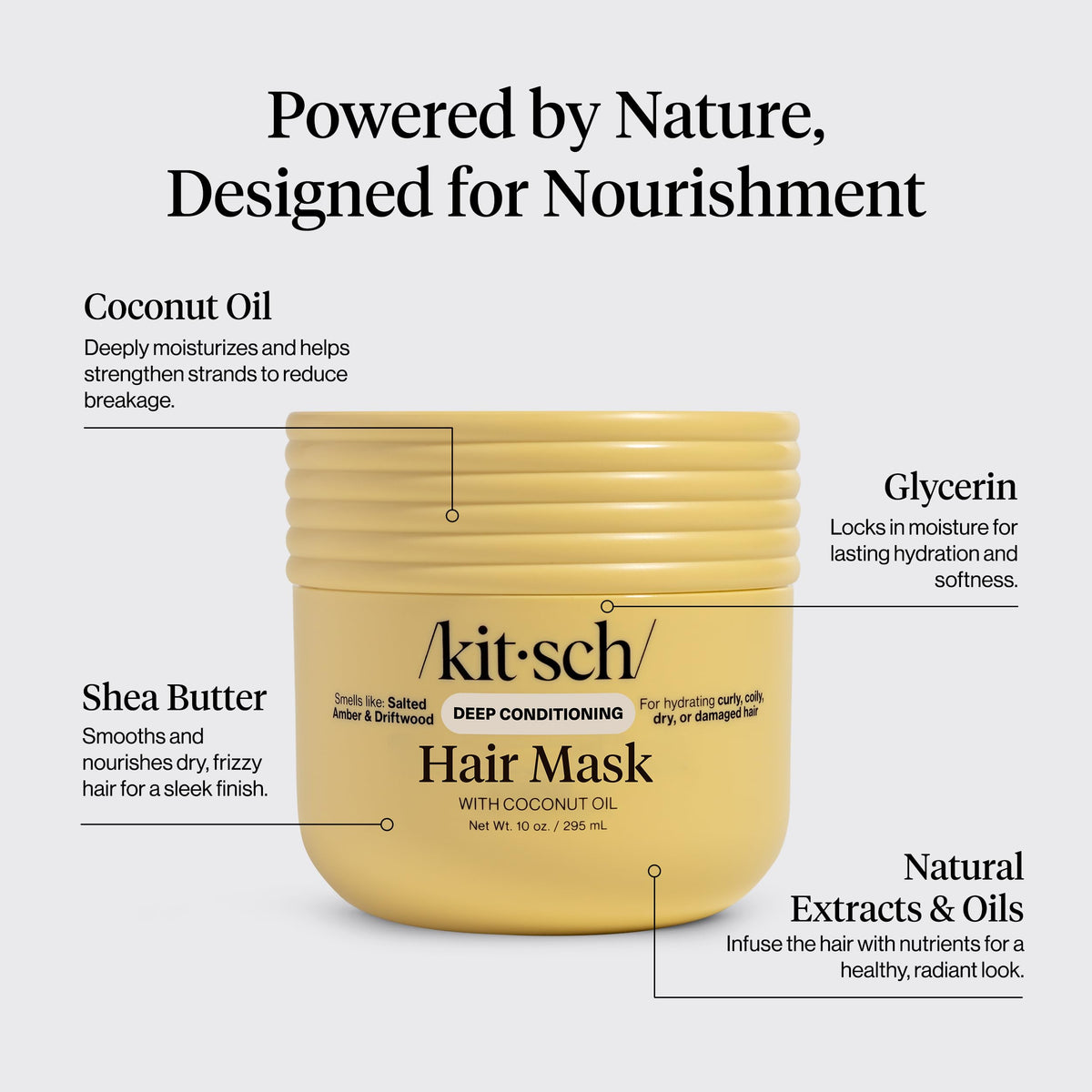 Kitsch ingredients label closeup showing coconut oil and key benefit clarity