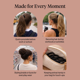 Kitsch used in a child's ponytail outdoors showing gentle, secure hold benefit