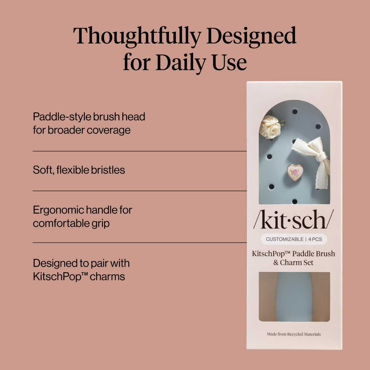 Kitsch KitschPop close-up of flexible bristles gliding for gentler detangling