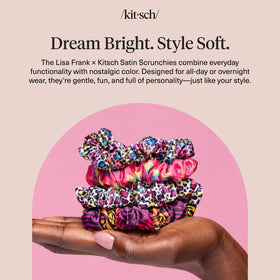 Kitsch label and material tag showing eco-friendly satin and care instructions