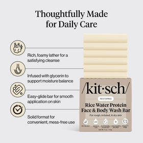 Kitsch label close-up showing niacinamide and oat peptides benefit