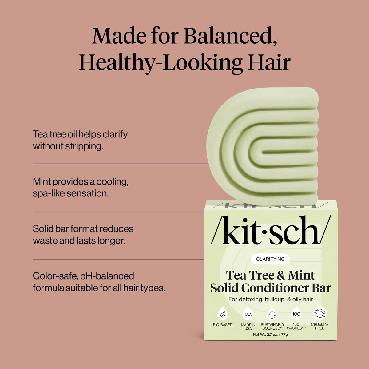 Kitsch product label displaying key ingredients and free-from claims for transparency