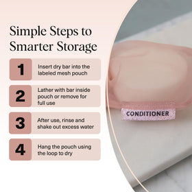 kitsch pouch creating rich foam lather, gentle exfoliation and thorough cleanse benefit