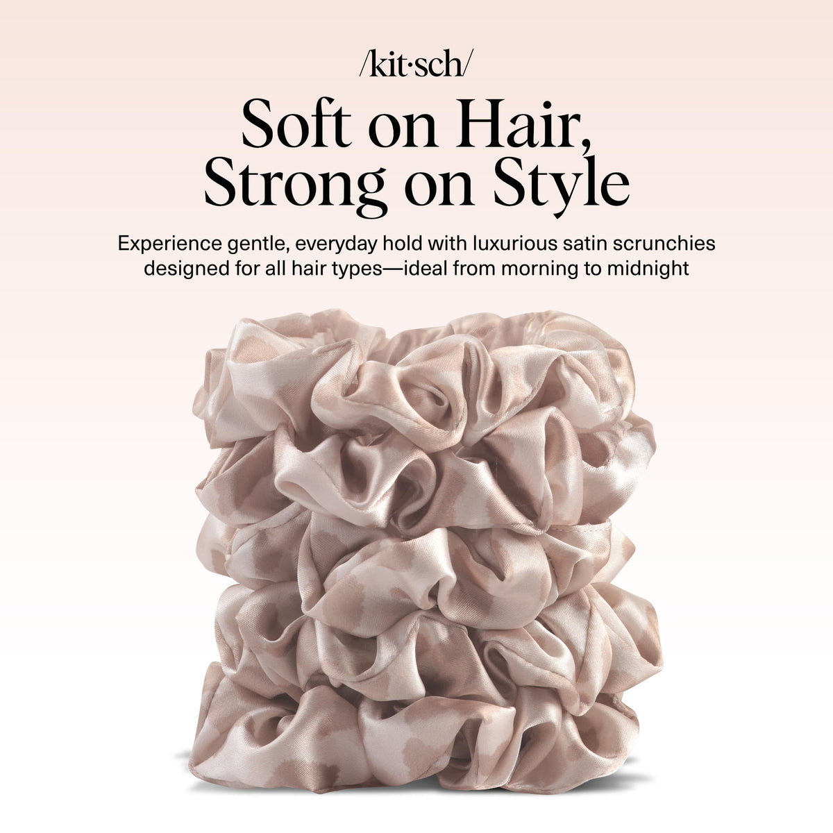 Kitsch pile of five scrunchies showing set variety and styling options
