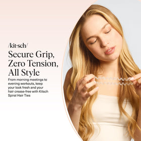 Kitsch hair ties inside beach bag, ideal for travel and all-day comfort